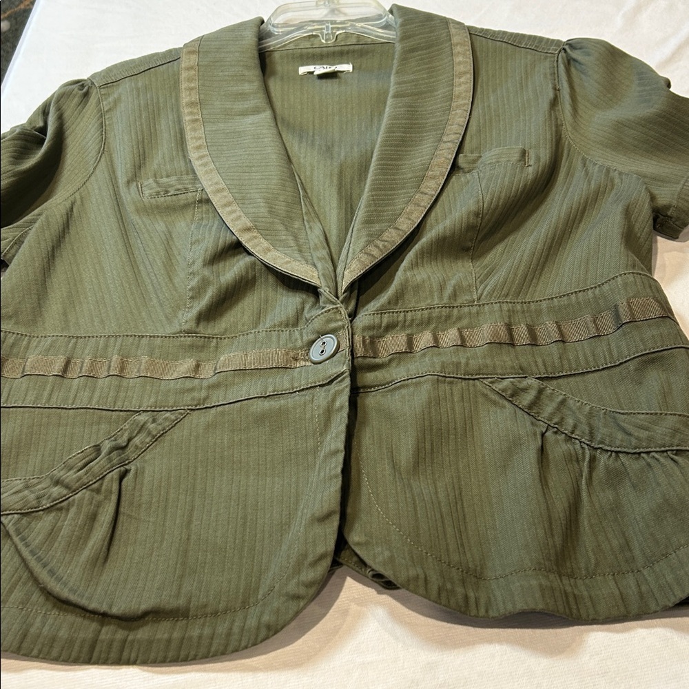 Cato Dark Green Women's Blazer Size XL Four Pockets One Button Closure Like New - Picture 6 of 6